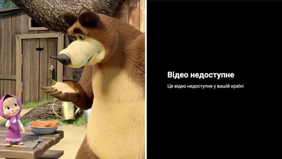 YouTube заблокував три канали «Маші та Ведмедя» для українців