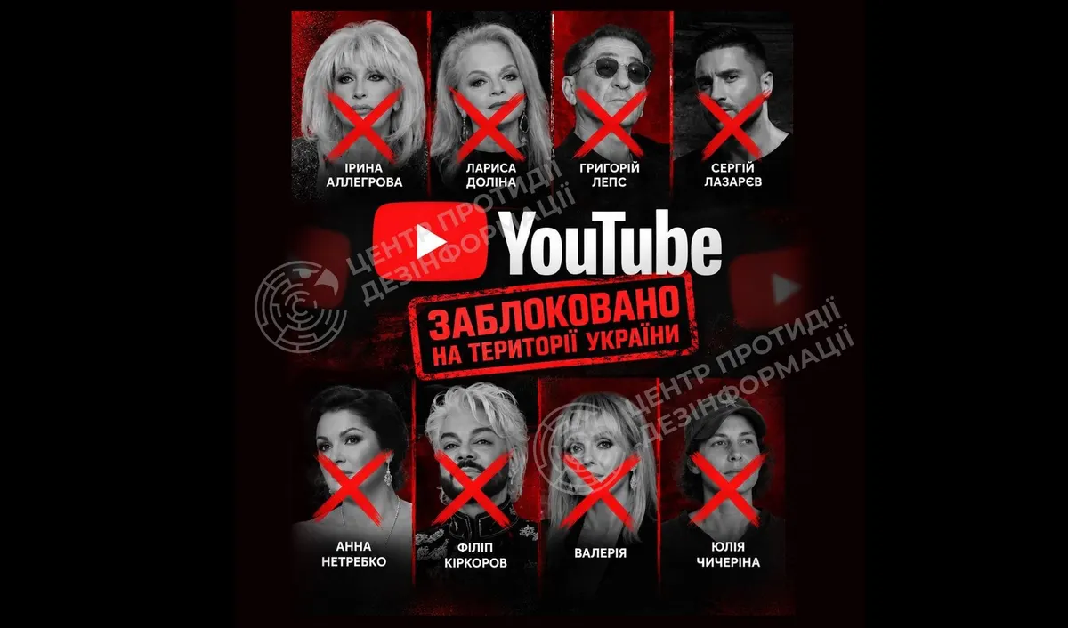 YouTube обмежив в Україні доступ до 31 каналу російських митців